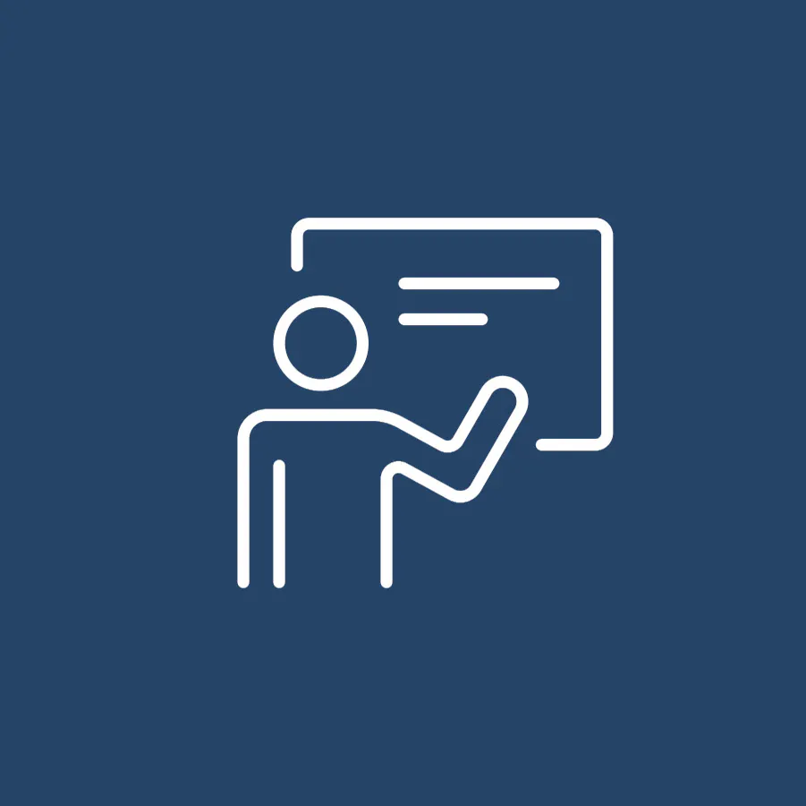 This graphic depicts a teacher in front of a chalkboard and by clicking the image, it will take you to Teacher Resources.