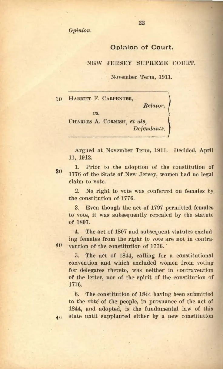 Text from Carpenter vs. Cornish case, 1912.