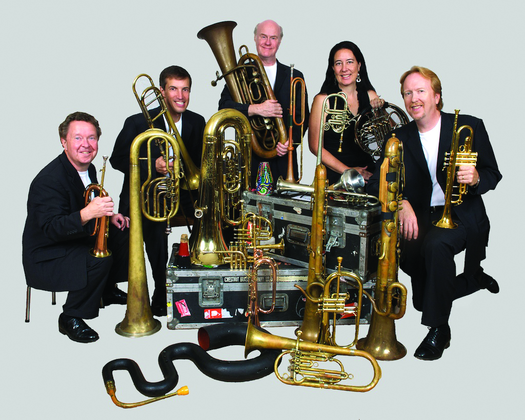 Chestnut Brass Company five members with several different brass instruments