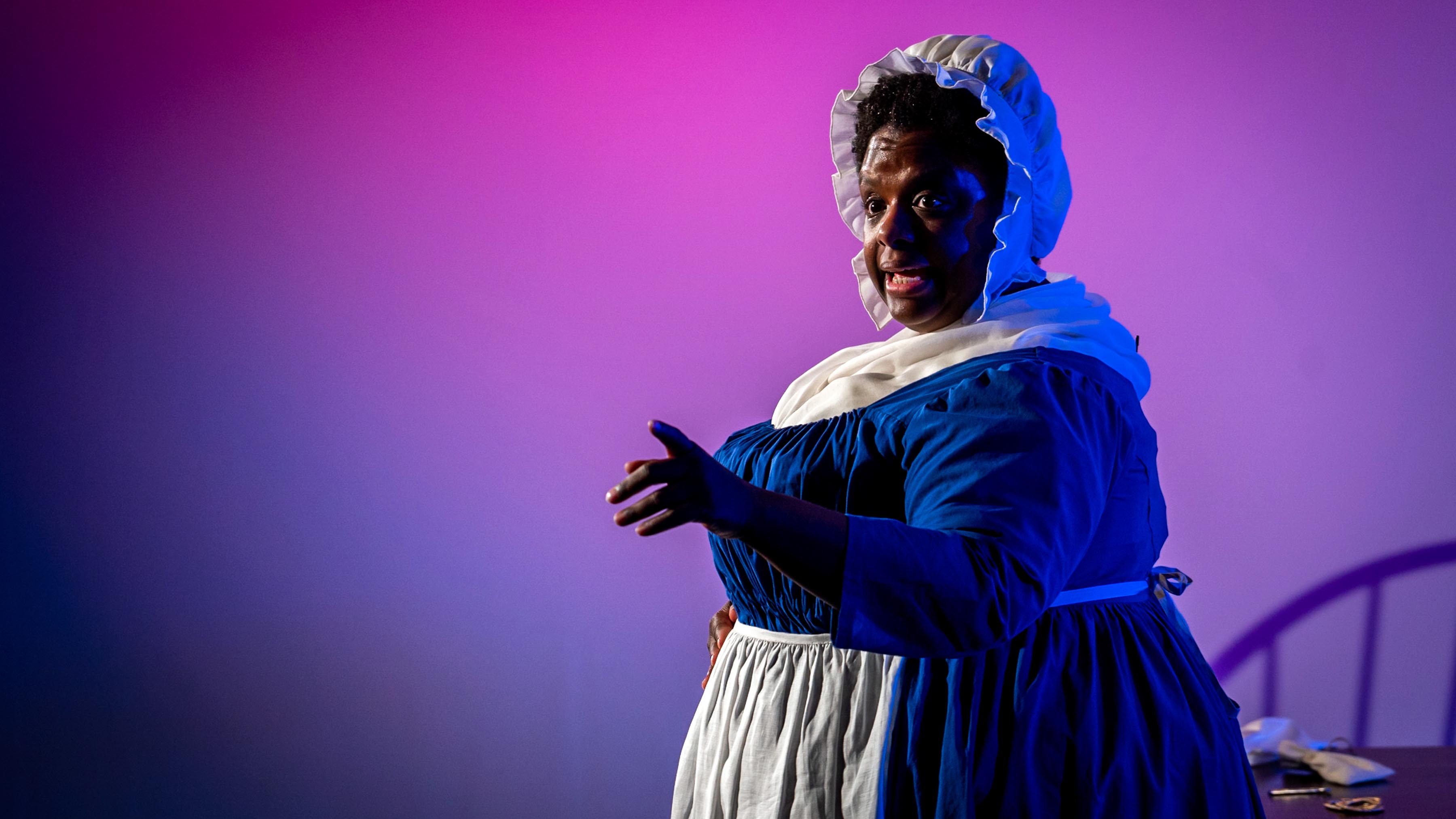 Tiffany Bacon portrays Elizabeth Freeman at the Museum of the American Revolution.