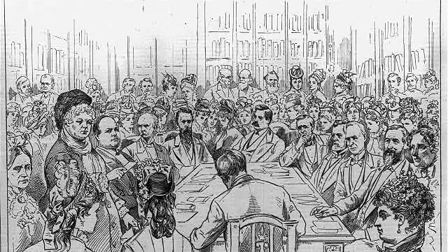 Drawing of the Address of Elizabeth Cady Stanton...on Privileges and Elections.