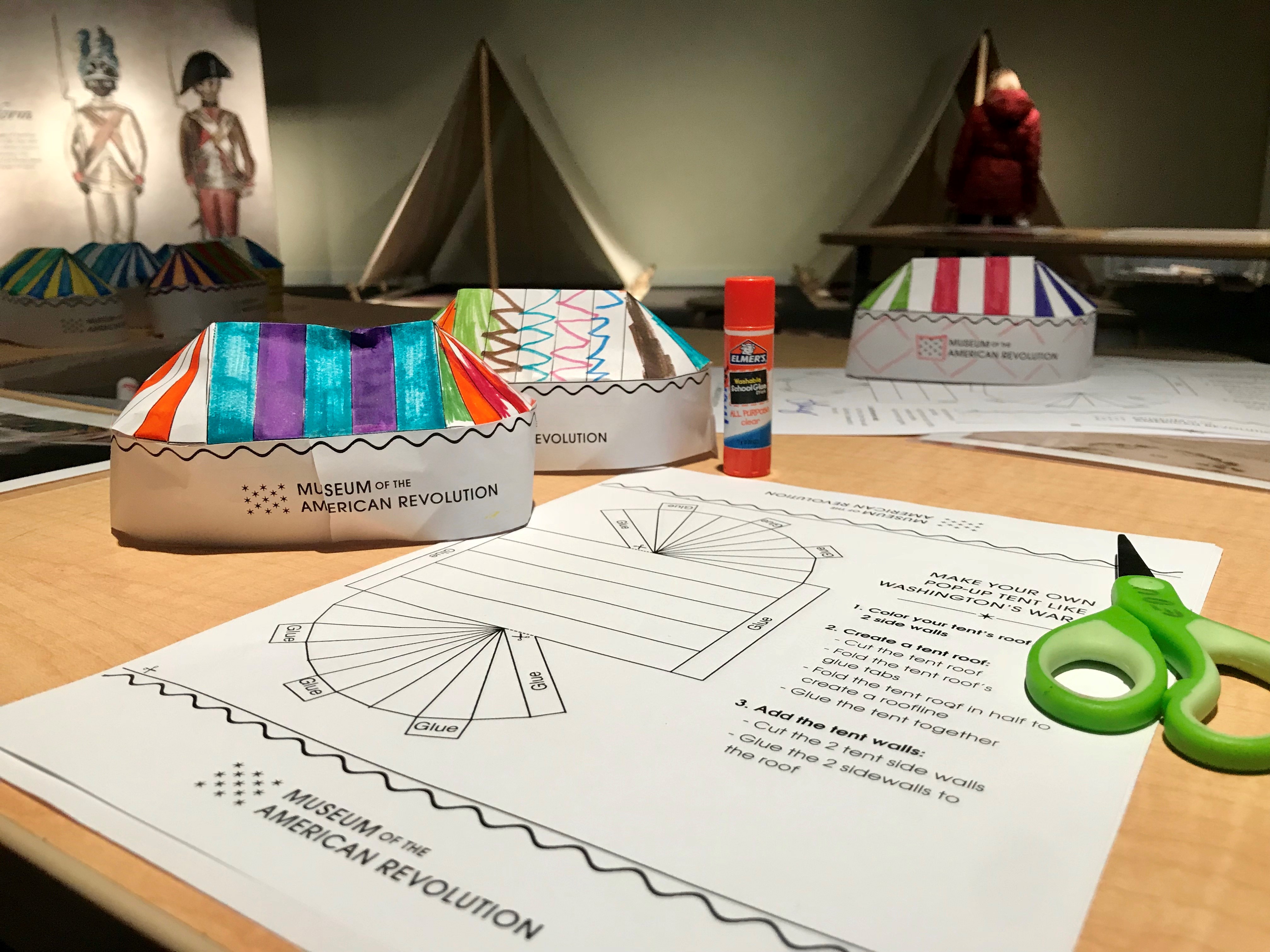 A "make-your-own" Washington's tent craft using with paper.