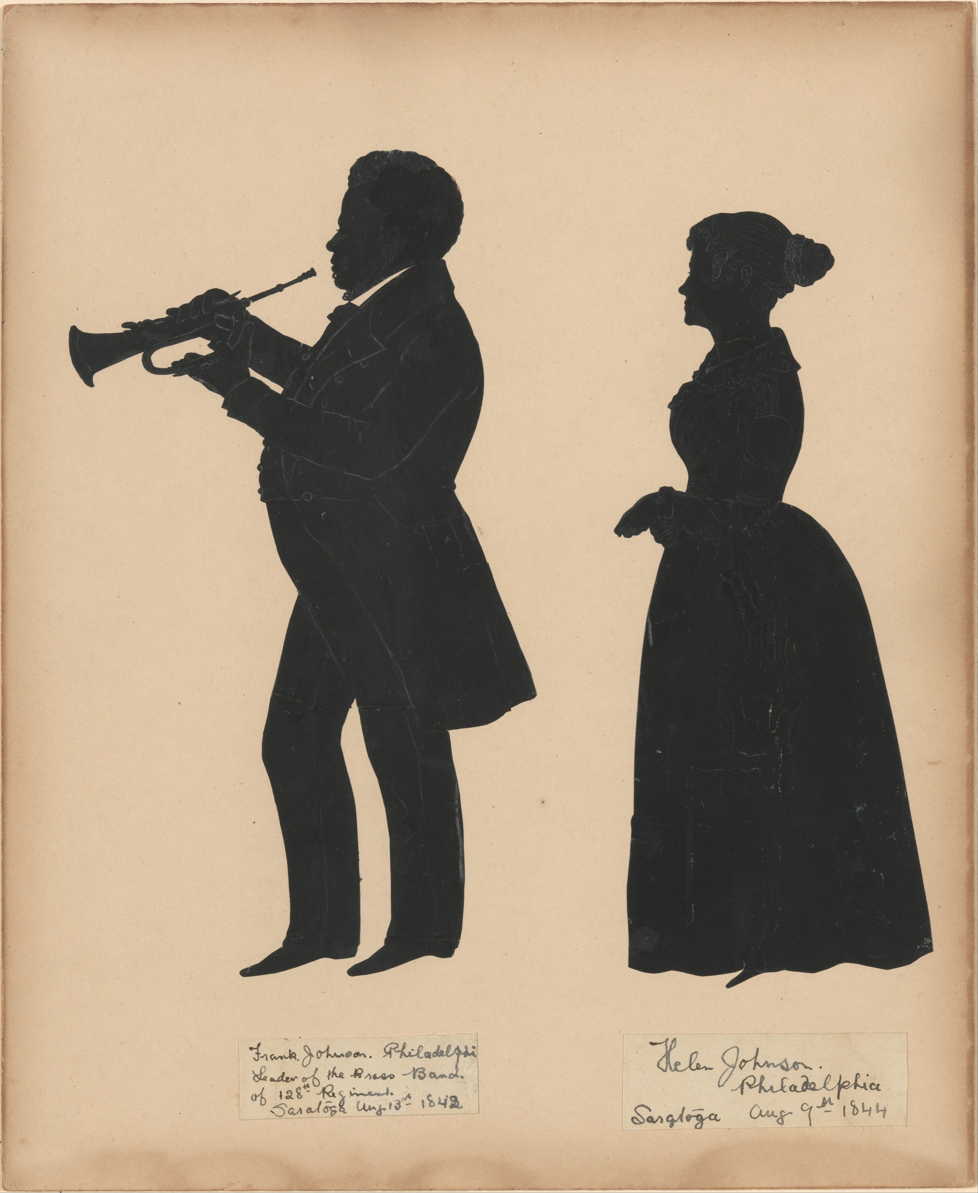 Silhouettes of Francis Johnson and his wife Helen  courtesy of The Met.