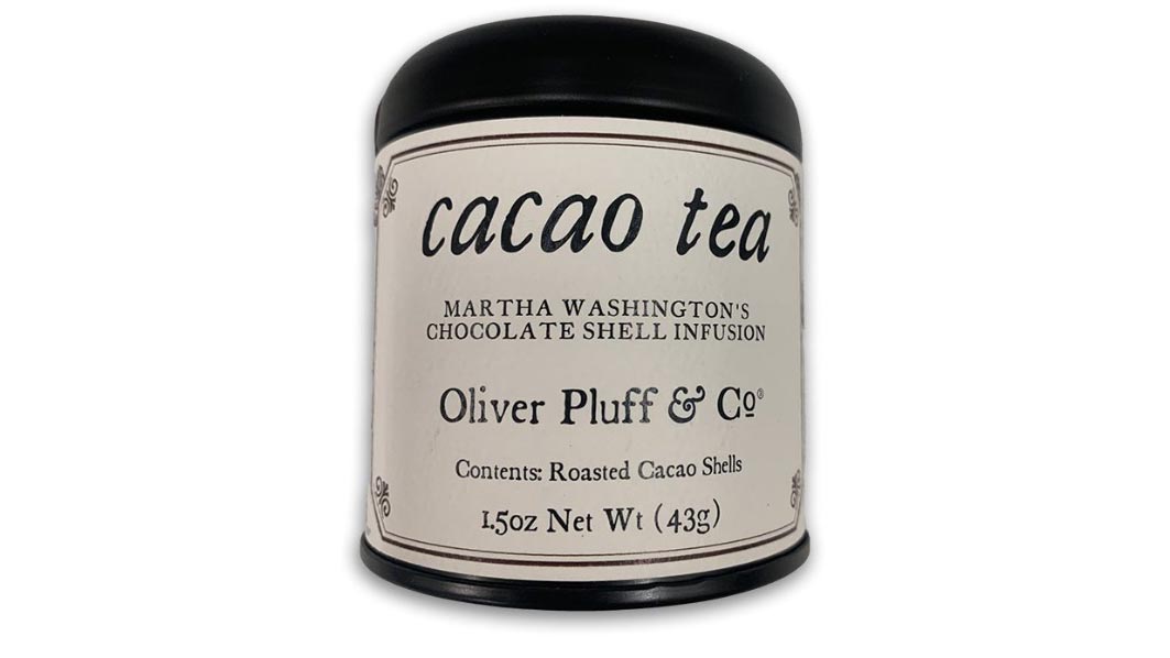 A canister of cacao tea on sale in the Museum Shop and online.