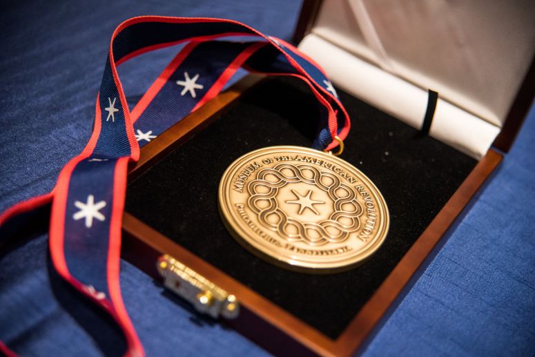 A photo of the Spirit of the American Revolution Award medal