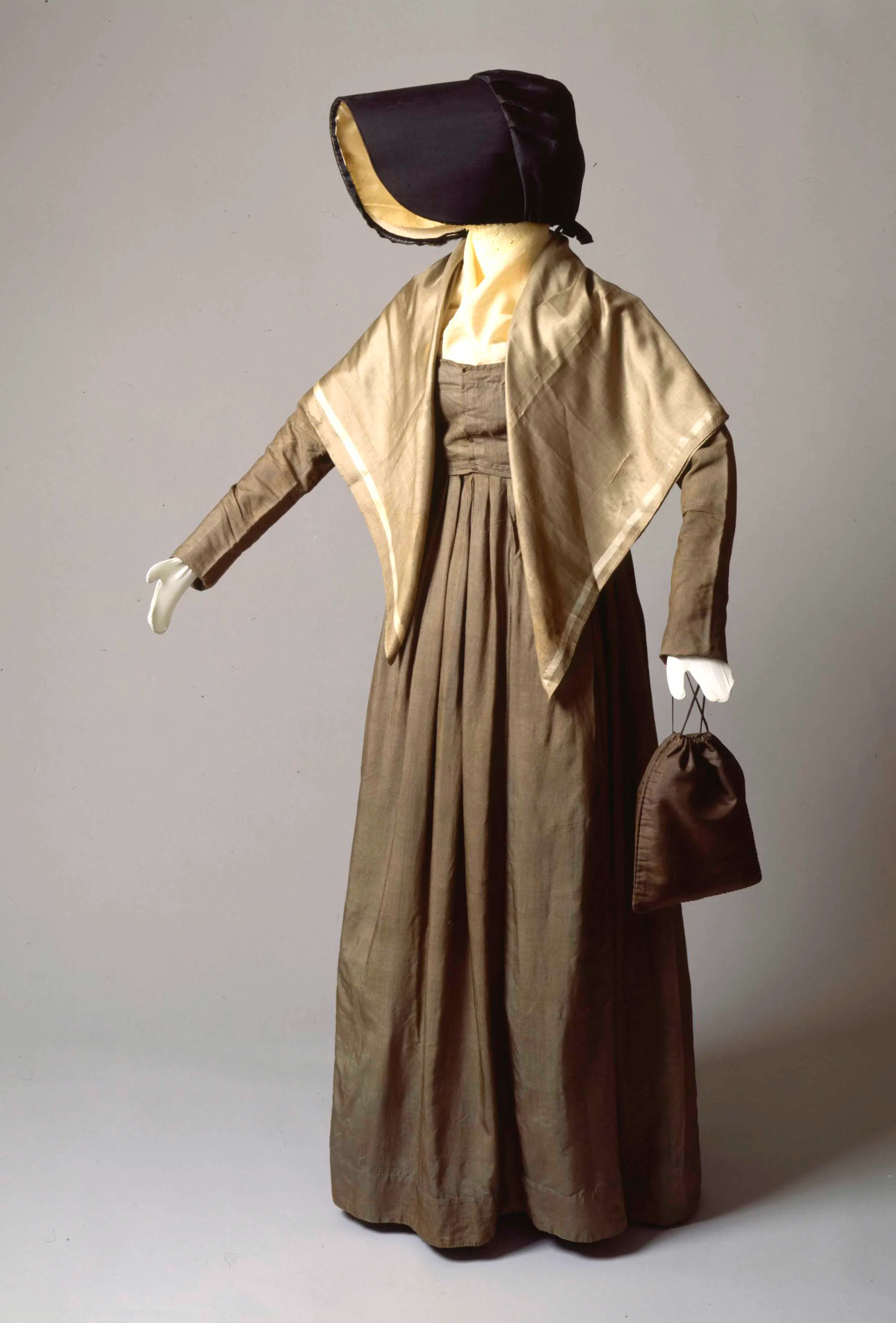 Photo of a Quaker work dress ensemble.