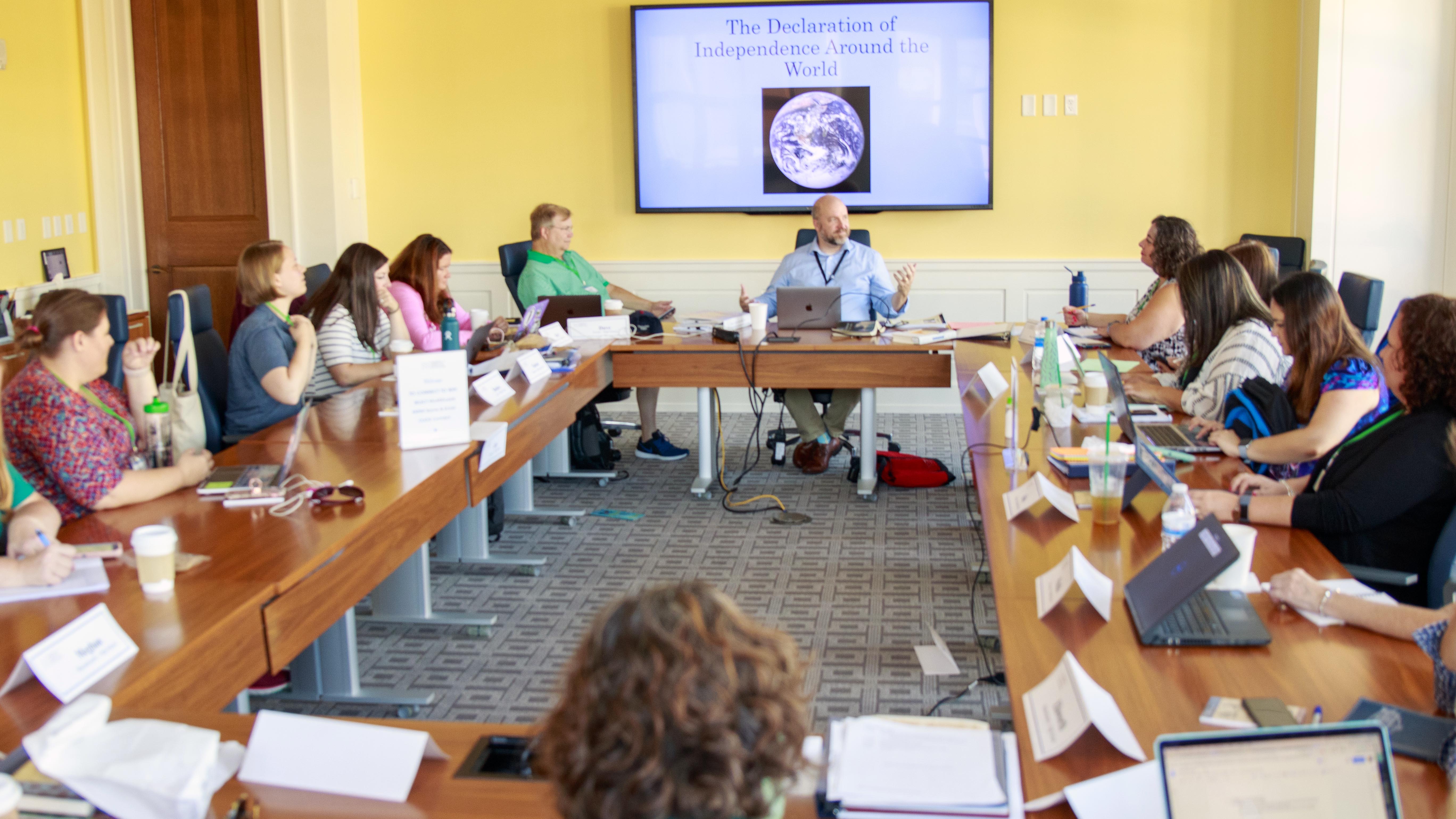 Dr. Philip Mead leads a class of teachers at the Season Of Independence Summer Teacher Institute.