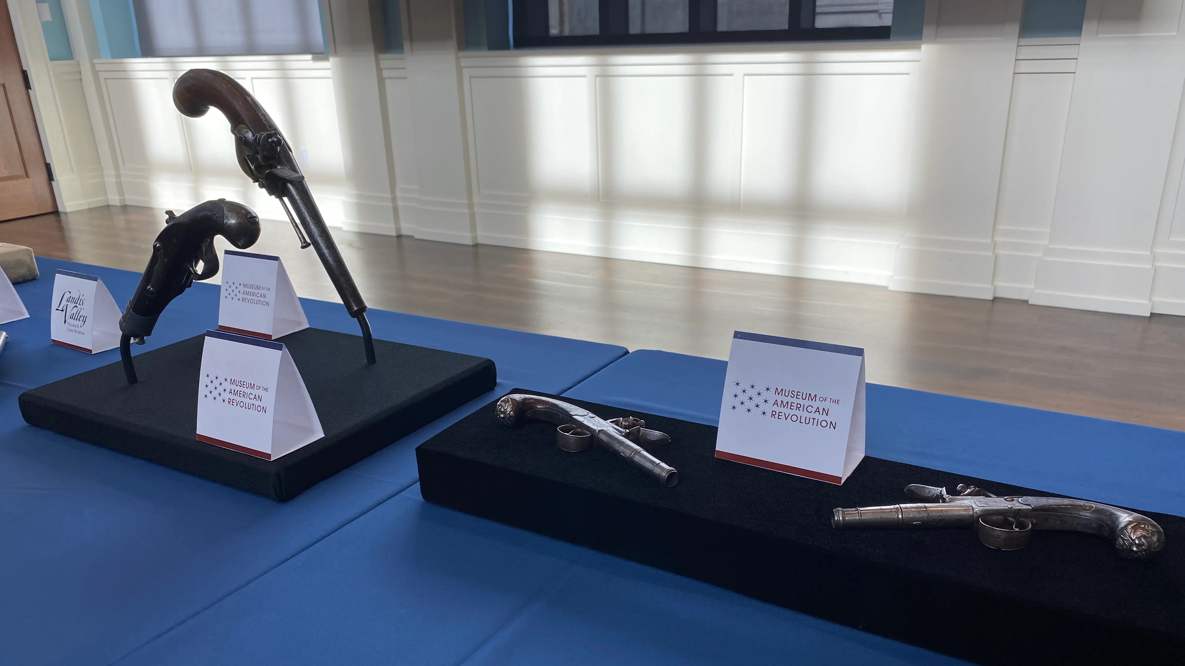 Four 18th-century pistols return to the Museum of the American Revolution at an FBI-hosted repatriation ceremony in December 2021.