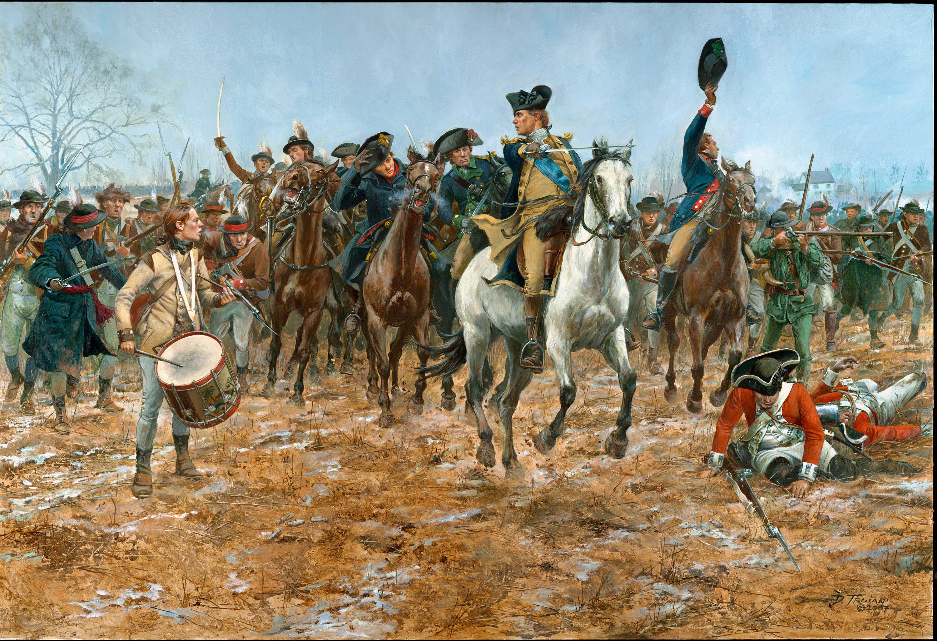 A painting of Washington at the Battle of Princeton, 1777