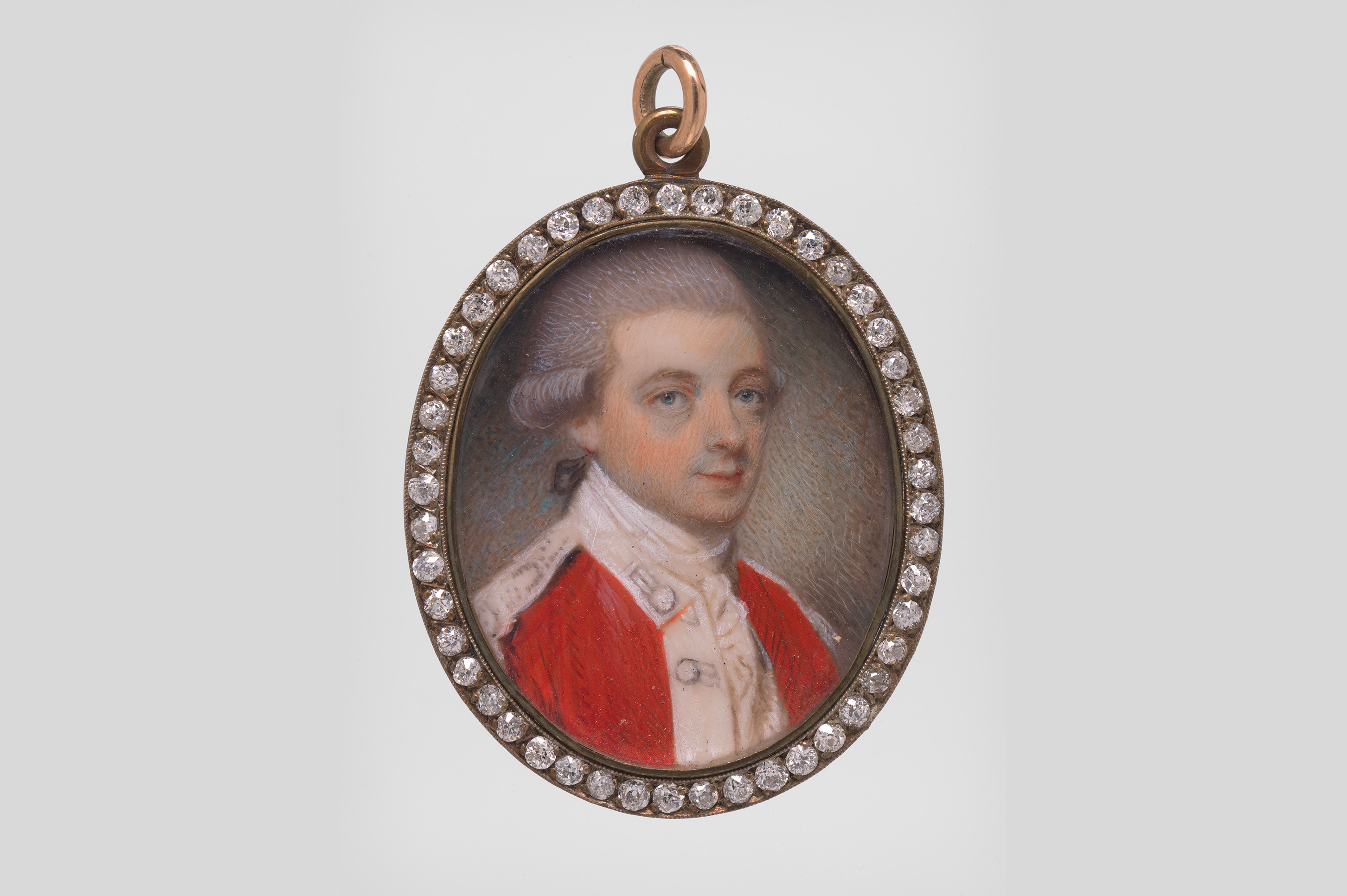 An oval painting of a British soldier