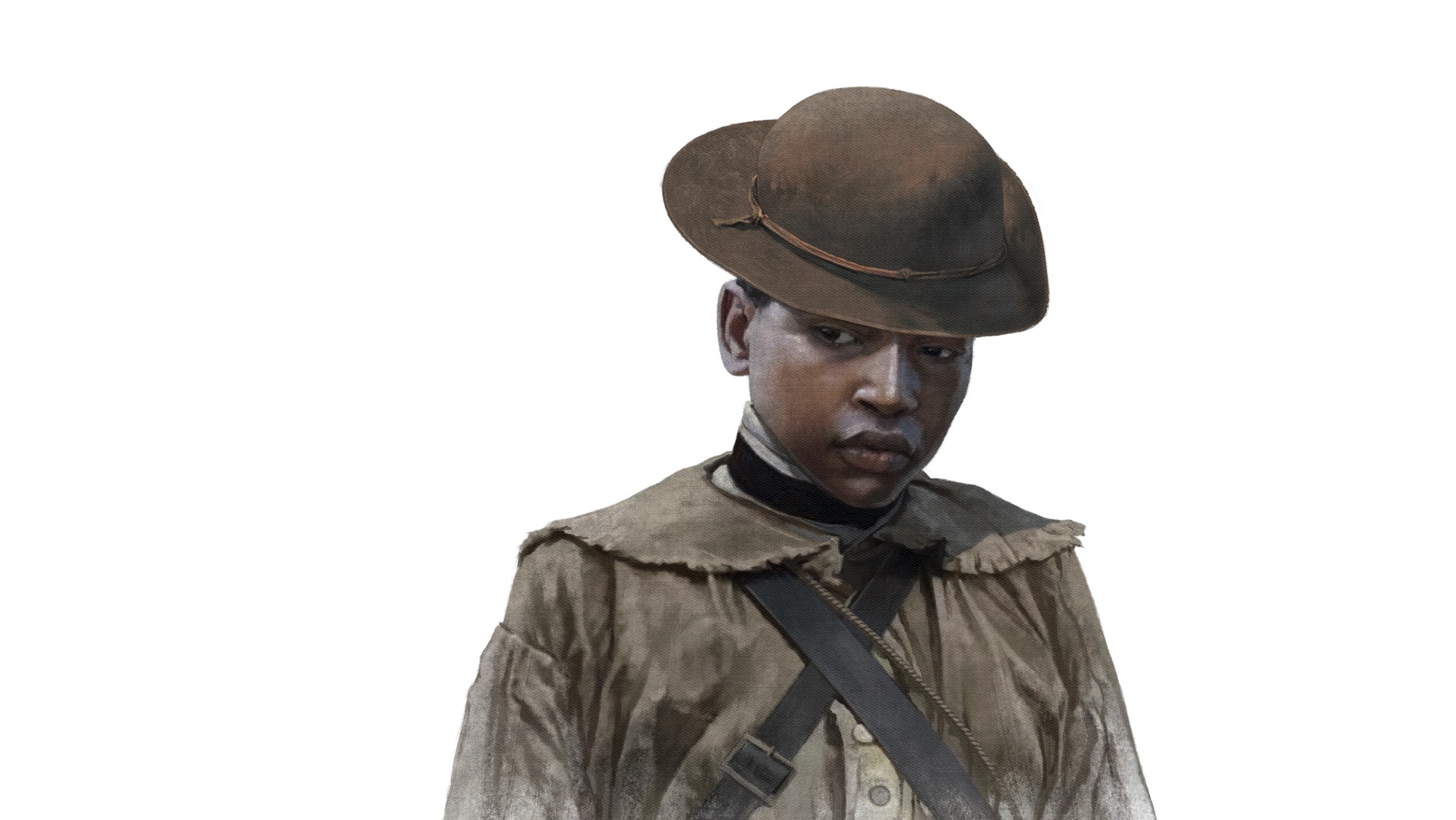 A watercolor image of Andrew in his American Army uniform.