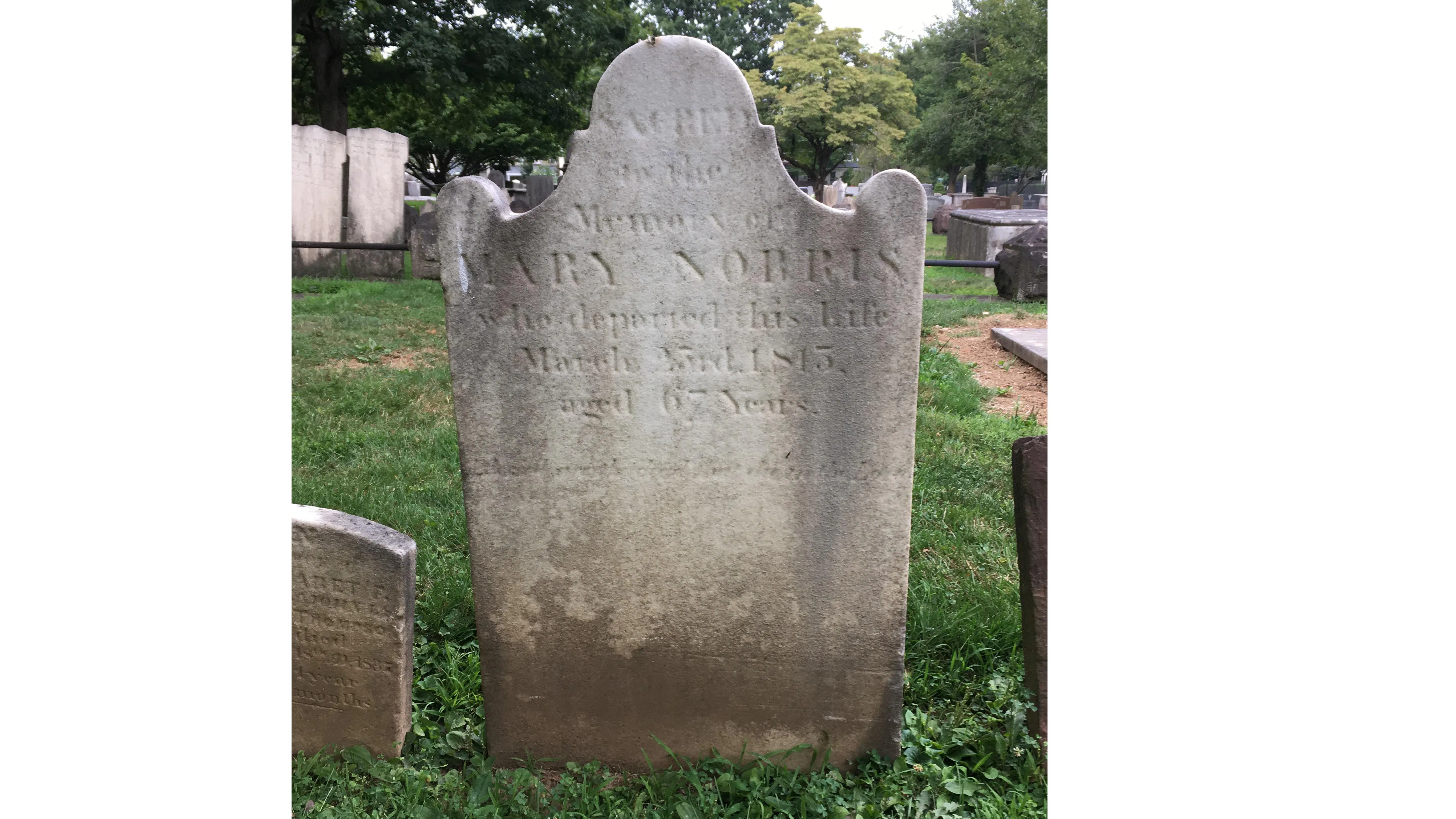Photo of Mary Norris's gravestone