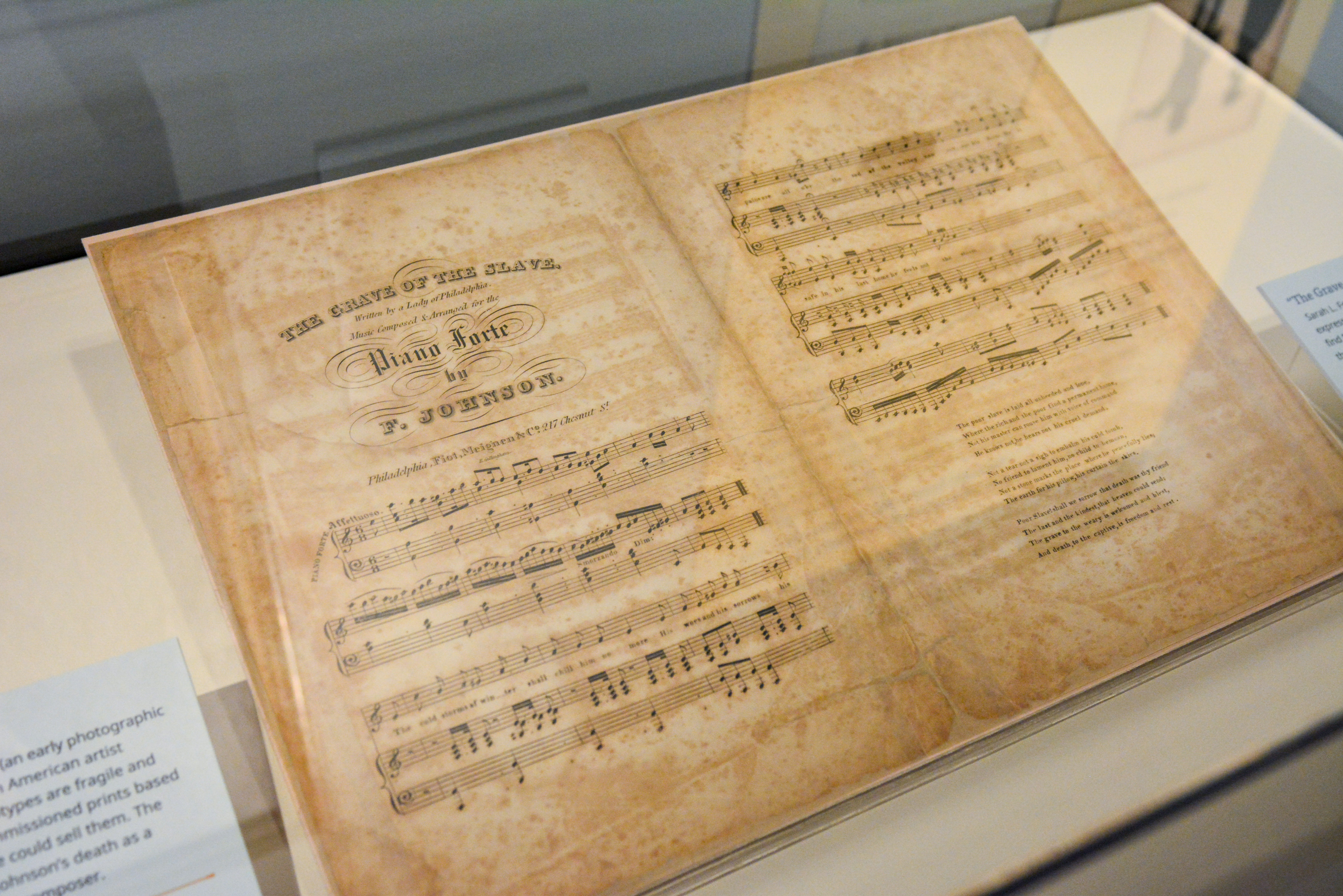 The Grave of the Slave sheet music by Francis Johnson based on a poem written by Charlotte L. Forten.