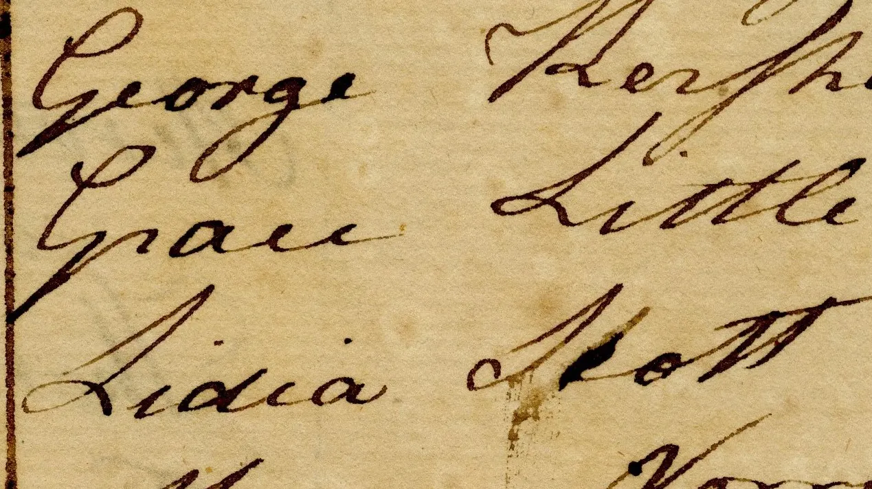 Photo of Grace Little's name listed on 1801 Montgomery Township poll list