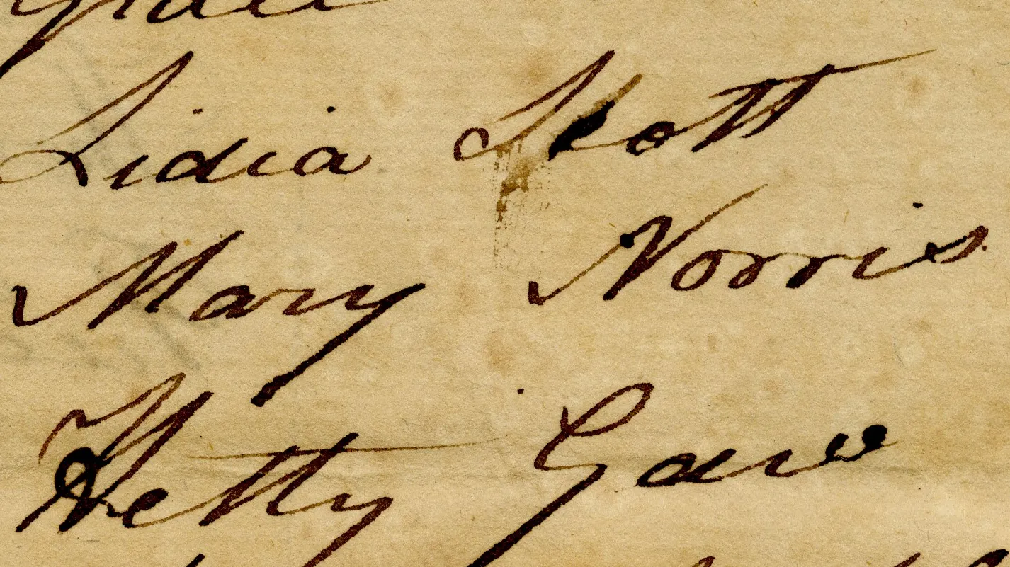 Photo of Mary Norris's name listed on 1801 Montgomery Township poll list