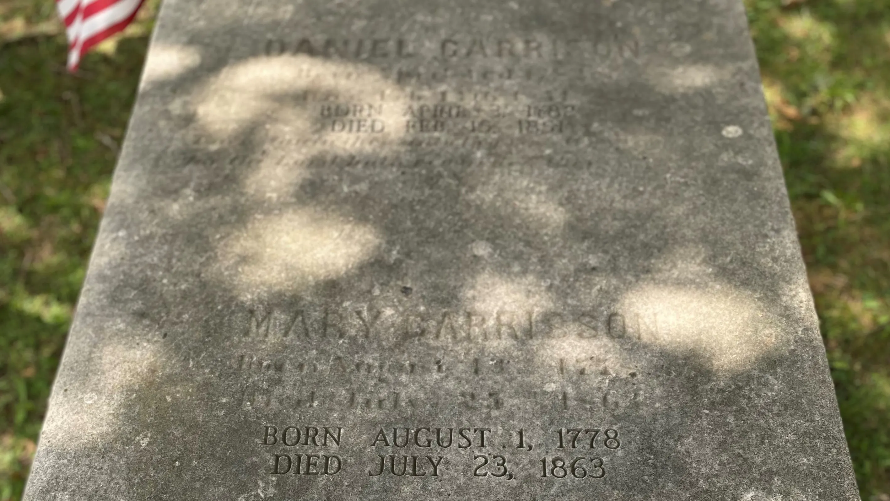 Photo of Mary Curry's gravestone