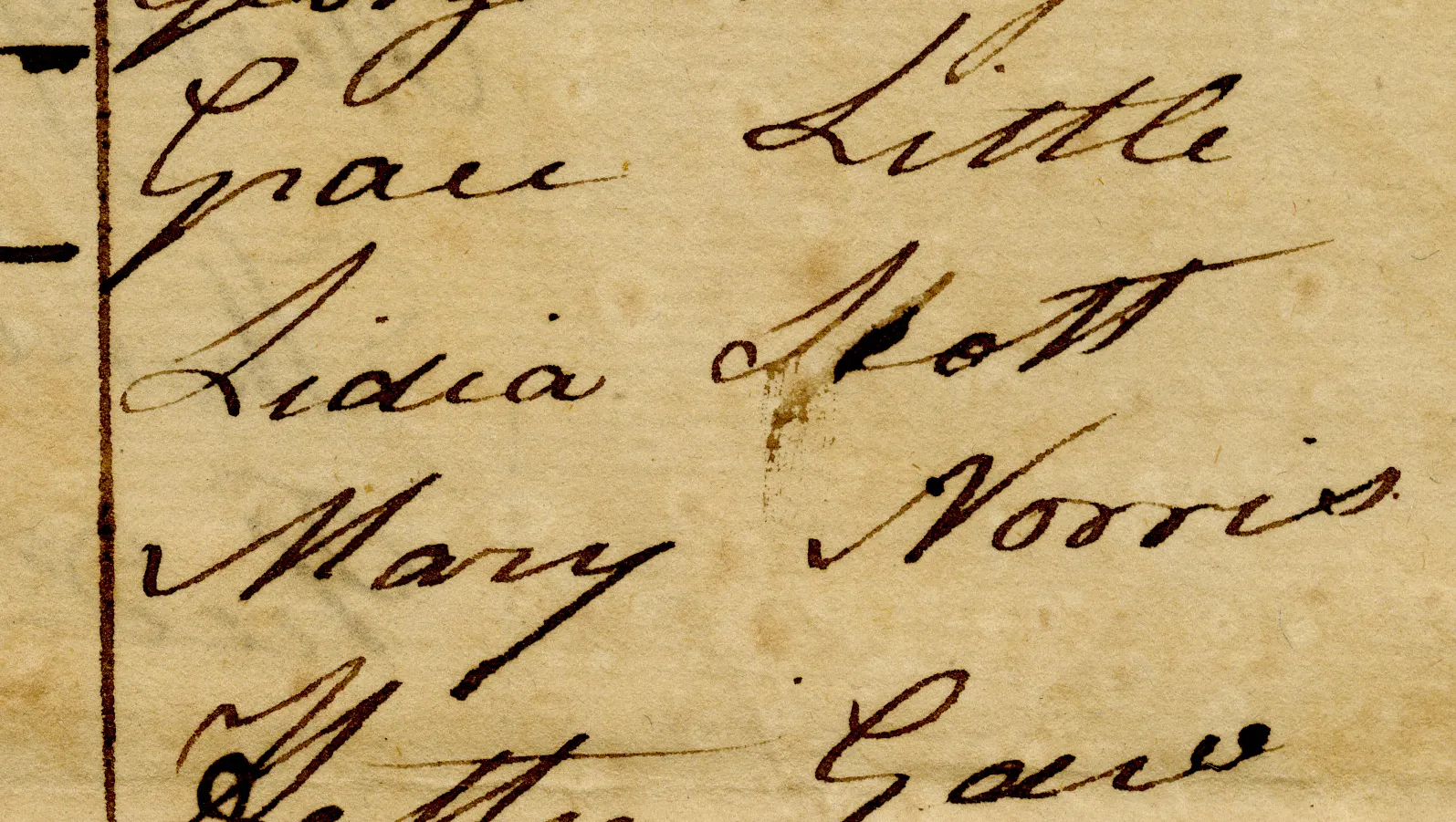 Photo of Group of women's names on Montgomery Poll list including Grace Little